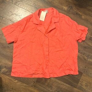 Women's Coral Button-Up Shirt XL